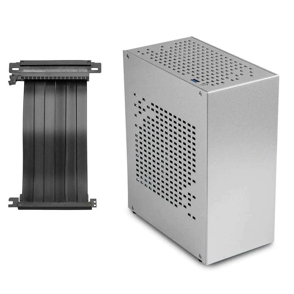 Aluminum HTPC Mini ITX Computer Case, Supports RTX2070/I5, PCIE 3.0 Cable & 1U PSU, Compact Gaming & Home Theater Chassis(Silver)
