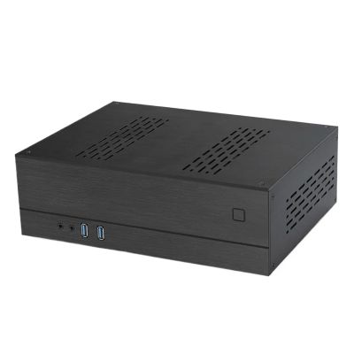 Mini-ITX Flex ATX Aluminum HTPC Chassis - Horizontal Small Computer Case, Silver/Black, Fits Flex/SFX Power(Black)