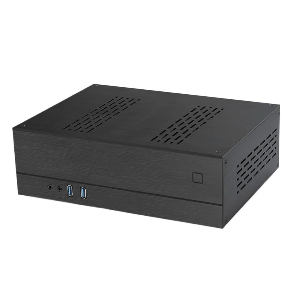 Mini-ITX Flex ATX Aluminum HTPC Chassis - Horizontal Small Computer Case, Silver/Black, Fits Flex/SFX Power(Black)