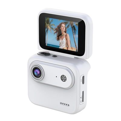 Tangxi Digital Camera with Flip Screen, First Person Perspective 1080P Portable Vlogging Camera, 143 Wide Angle, Handsfree POV Action Cameras for Travel (White)