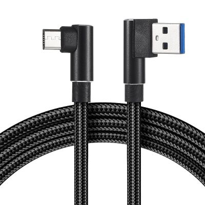 Lurrose Micro USB Charging Cable 1m Braided Right Angle Data Cord Fast Charge Compatible with Phones and Tablets Black