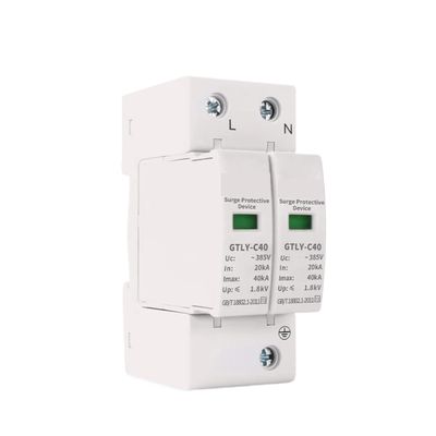 2P AC SPD Surge Protective Device 40KA 60KA 220V 385V House Lightning Surge Protector So-lar Low-Voltage Arrester Device(385V 20-40KA)