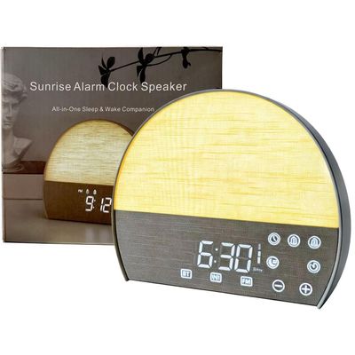 PAWPAWSEN Sunrise Alarm Clock, 30 Soothing Sounds, FM Radio & Bluetooth