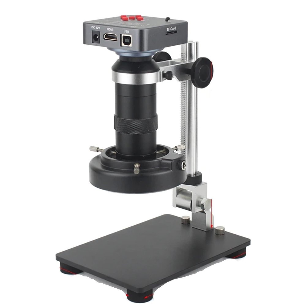 4K 48MP 60FPS Monocular Video Microscope Set - 130X HDMI USB LED Multi MP Lens for Phone Soldering Repair