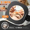 HITTIT 12X Large Floor Magnifying Glass with Light and Stand, 5-Inch Real Glass Lens, 4-Wheel Rolling, Adjustable Height, Dust Cover, Estheticians Lamp for Extension Eyelash, Facial, Sewing, Tattoo view 2