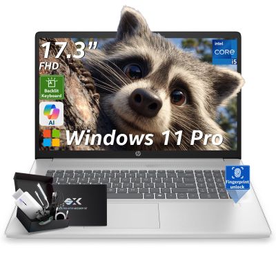 HP 17.3 Business Laptop, Intel 10-Core i5 1334U (Beats i7-1255u), 17" FHD(1920 x 1080) 250Nits Display, Backlit Keyboard, Fingerprint Reader, Windows 11 Pro, Branded Mouse Kit (32GB RAM | 1TB SSD)