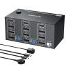 4 Monitors 2 Computers KVM Switch 8K@60Hz/4K@120Hz, Reyoten HDMI DP KVM Switches for 2 Computers Sharing 4 Monitors and Keyboard Mouse with Power Adapter, Wired Extend Controller and USB Cables view 1