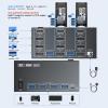 4 Monitors 2 Computers KVM Switch 8K@60Hz/4K@120Hz, Reyoten HDMI DP KVM Switches for 2 Computers Sharing 4 Monitors and Keyboard Mouse with Power Adapter, Wired Extend Controller and USB Cables view 4