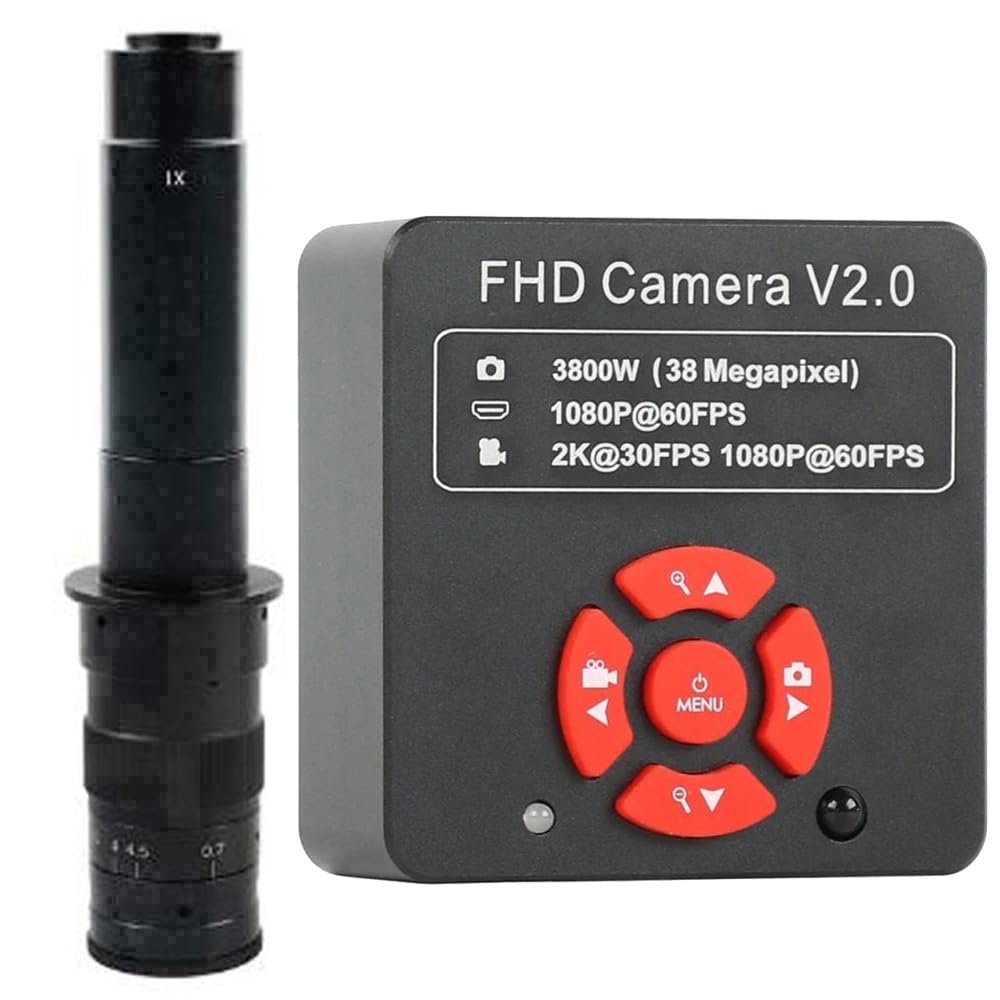 38MP 2K 1080P 60FPS Industry Video HDMI USB Microscope Camera & 300X C-Mount Lens for Phone PCB Repair