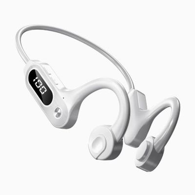 Neckband Bluetooth Headphones Portable Wireless Sports Headphones IPX5 Waterproof and Sweat-Proof LED Digital Display Deep Bass Strong Beat for Home, Traveling, Outdoor, Business Trips (White)