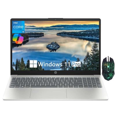 HP 15.6 Inch Laptop Computer, Intel 10-Core i5-1334U Business Laptop, 8GB RAM, 512GB SSD, Iris Xe Graphics, Anti-Glare, Bluetooth, WiFi 6, HDMI, Windows 11 Pro with Designed Mouse - Silver