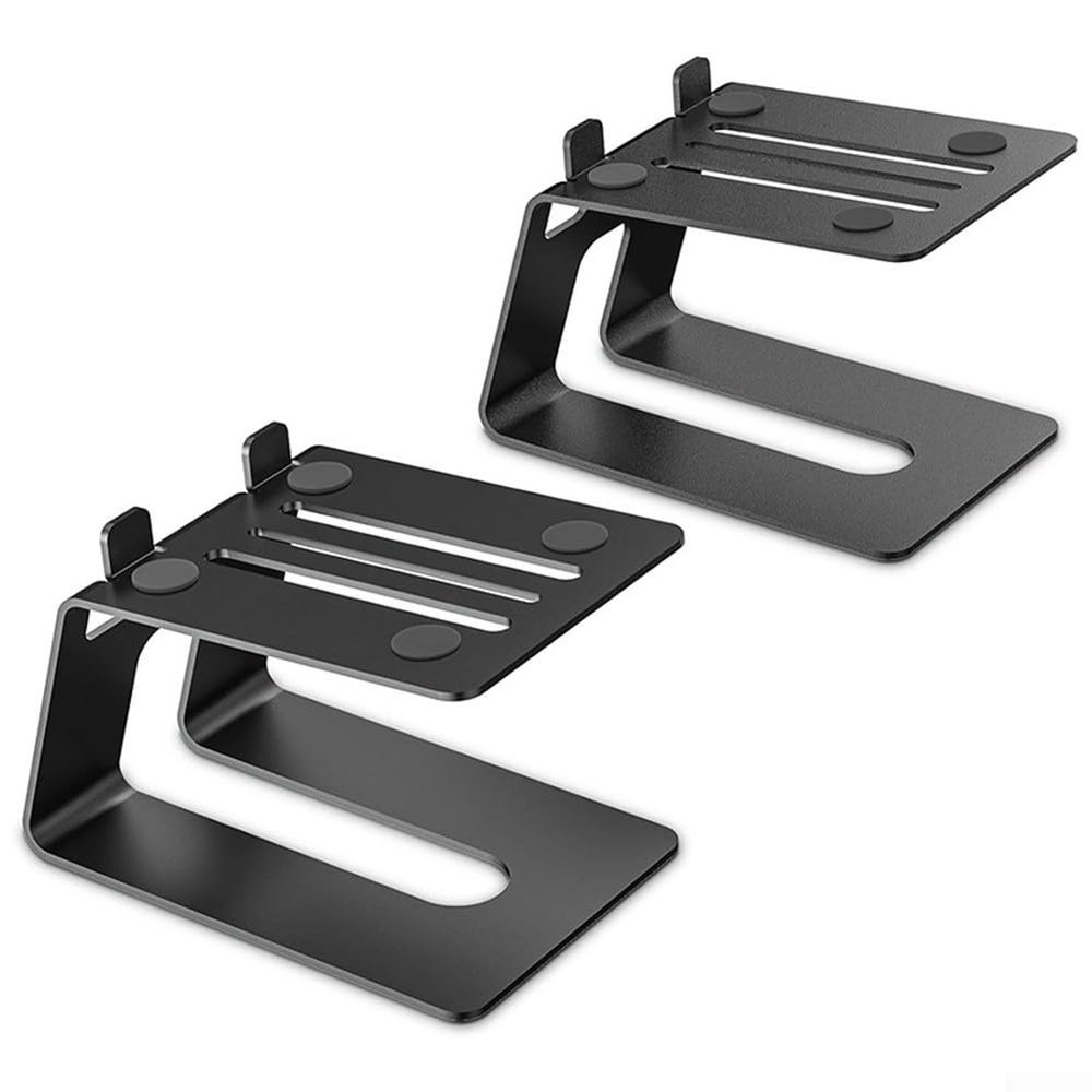 2pcs Desktop Speaker Stands Studio Monitor Risers with 5 Degree Tilt for 5 Inch Bookshelf Laptop Audio Equipment Black