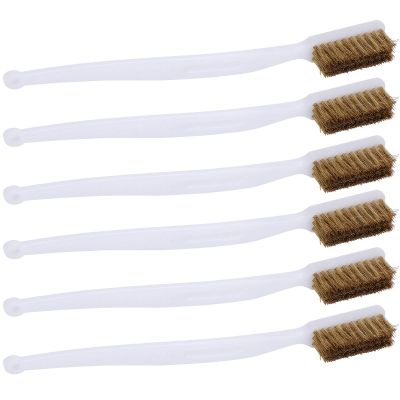 Baxnore 6PCS Printer Cleaning Steel Wire Brush Set Plastic Handle Rust Removal Brush For Nozzle Cleaning Window Frames Floor Gaps Lightweight 6.7 Inch