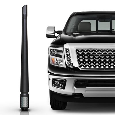 TEKK Carbon Fiber Short Antenna Compatible with Titan 2004-2018/7.9 Inches Premium Flexible Rubber/Designed for Enhance FM/AM Radio Signal Reception