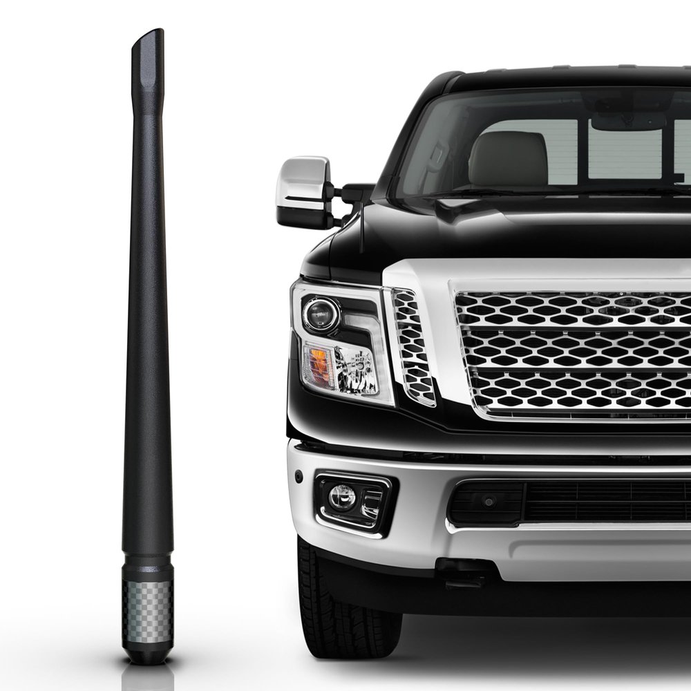 TEKK Carbon Fiber Short Antenna Compatible with Titan 2004-2018/7.9 Inches Premium Flexible Rubber/Designed for Enhance FM/AM Radio Signal Reception