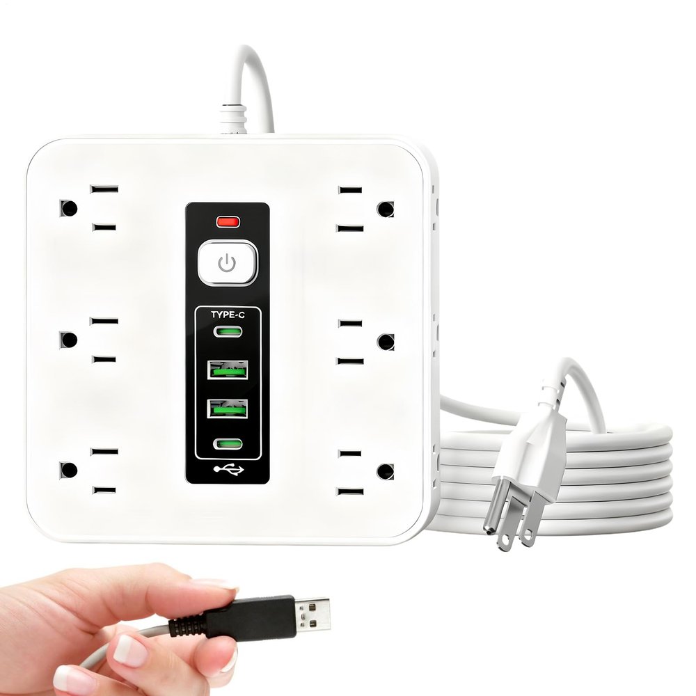 16 AC Outlet Strip, Electrical Control Equipment, Heavy Duty Power Extension for Desk Home Dorm Kitchen Wall Living Room Behind Couch TV Phone Refrigerator, Outlet Surge Protector for Indoor Use
