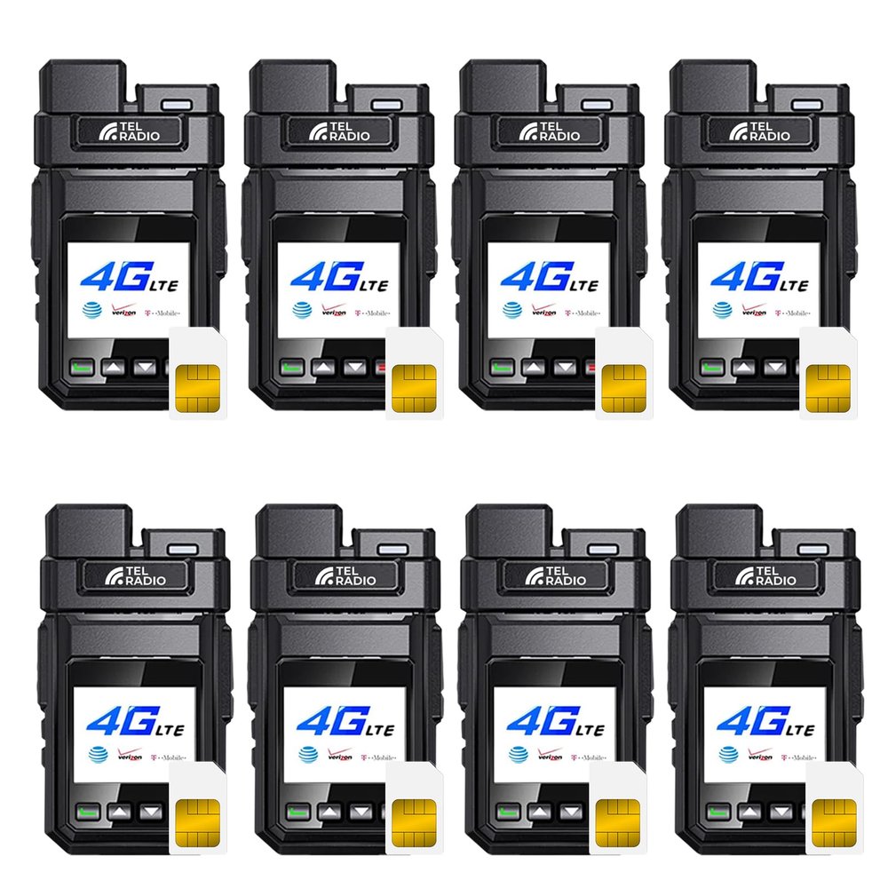 Lifetime Free Unlimited Range Walkie Talkies, 4G LTE POC Two-Way Radio with SIM Card, Nationwide Push-to-Talk for Business & Team Management (UHM-8Packs-Black)