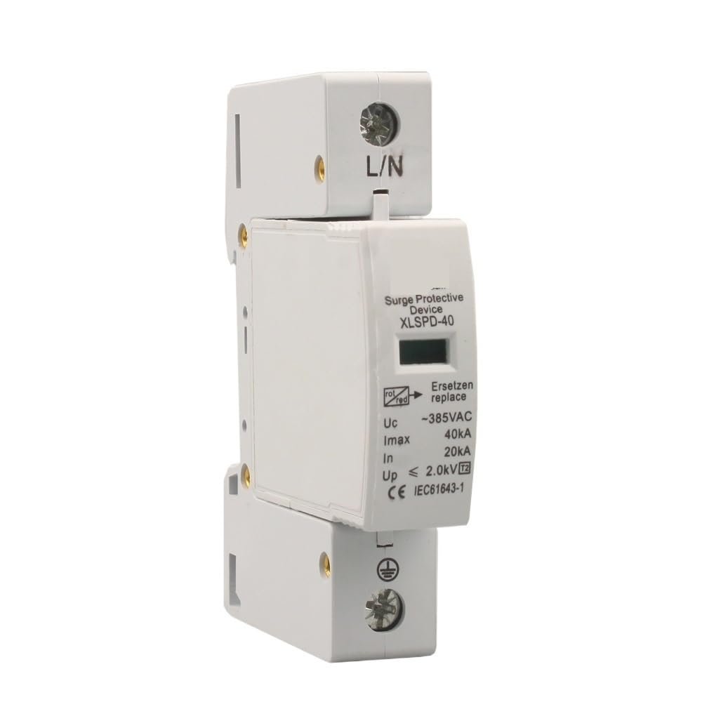 1P 20KA~40KA 10-20KA 275V 385V AC SPD House Surge Protector Protective Low-Voltage Arrester Device Lightning Protection(275VAC 20-40KA)