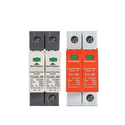 2P DC SPD 500V 600V 800V 1000V 20KA~40KA House Surge Protector Protective Low-Voltage Arrester Device 275VAC 385VAC(Gray Surge2,500VDC)