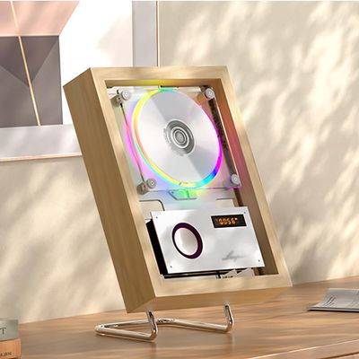 Wall Mountable Music Frame CD Player, Music Decorative Photo Frame with Remote Control, Two-Way 5.1 Bluetooth/USB/AUX Output, Built-in Speakers and 6 Lights for Home/Corridor/Wall Decor