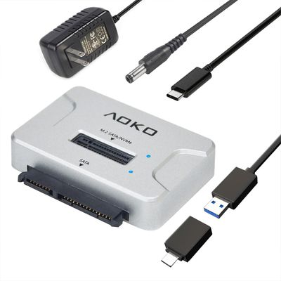 SATA NVMe SSD to USB Reader Adapter, Dual-Bay 2 in 1 Hard Drive Reader