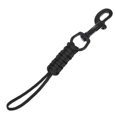 Funien Scuba Diving Stainless Steel Snap Hook with Antilost Safety Rope and Clamp/Holder for Fixing Flashlight and Reel on BCD Equipment, White (Black)