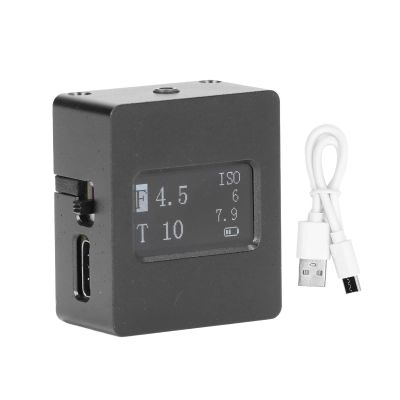 Aluminum Alloy Camera Light Meter Reflection Photometer with 0.96 Inch OLED Display and USB Cable for Cold or Hot Shoe Mount - Aperture and Shutter Priority Modes - Silver White - (Black)