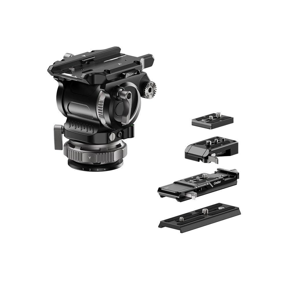 YC ONION FOTO Cedar CB7 Counterbalanced Fluild Head, MQ45 Quick-Release Plate, camcorders and SLR Cameras, Max Load 19.8 lbs/9 kg(FHCB7) (FHCB7P)