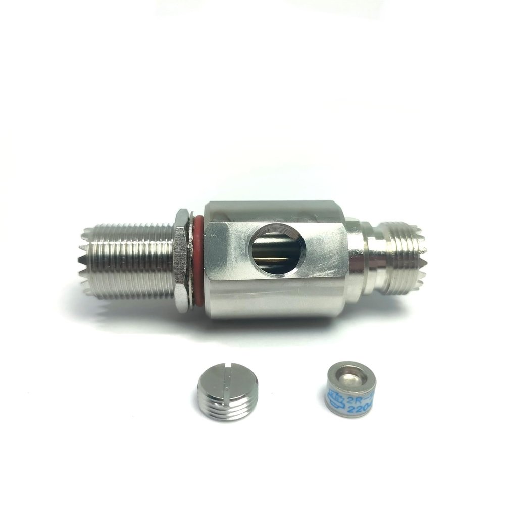 1pc 0-3GHz UHF Female Bulkhead Surge Arrester Protector - Bi-Directional Lightning Protection for Outdoor Use