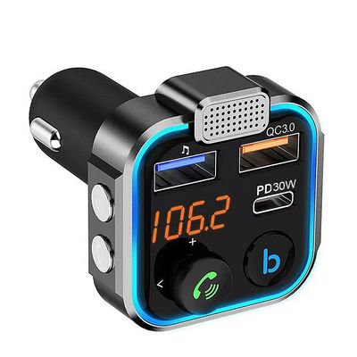 FASDRESS Bluetooth-Compatible 5.0 MP3 Audio Player 3 Ports Charging MP3 Player Receiver Hands Free Calling Type-C PD 30W QC3.0 Fast Charger Car Kit