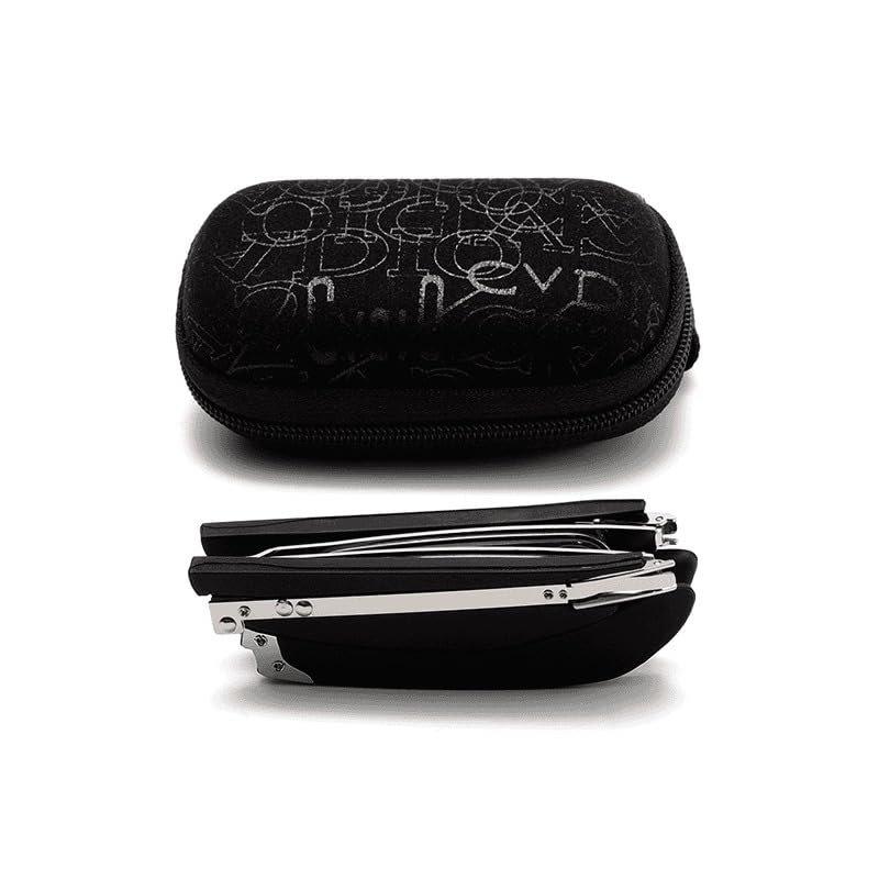 Aocesk Foldable Anti-Blue Light Reading Glasses with Case, Anti Eyestrain/Glare Computer Reading Glasses for Women Men (Black, 2, x)