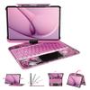 voogil Transparent Case with Wireless Keyboard for 10.9in iPad 10th, 3-Brightness & 7-Color, 360Rotating,trackpad, Pencil Holder, Power Indicator, Pink(Without Stylus Pen) view 1