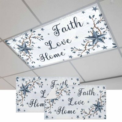 Fluorescent Light Covers for Ceiling Lights 2 Pack, Texas Star Country Magnetic Classroom Light Covers 4x2 Feet, Blue Farmhouse Branches Fluorescent Ceiling Filters for Office Classroom