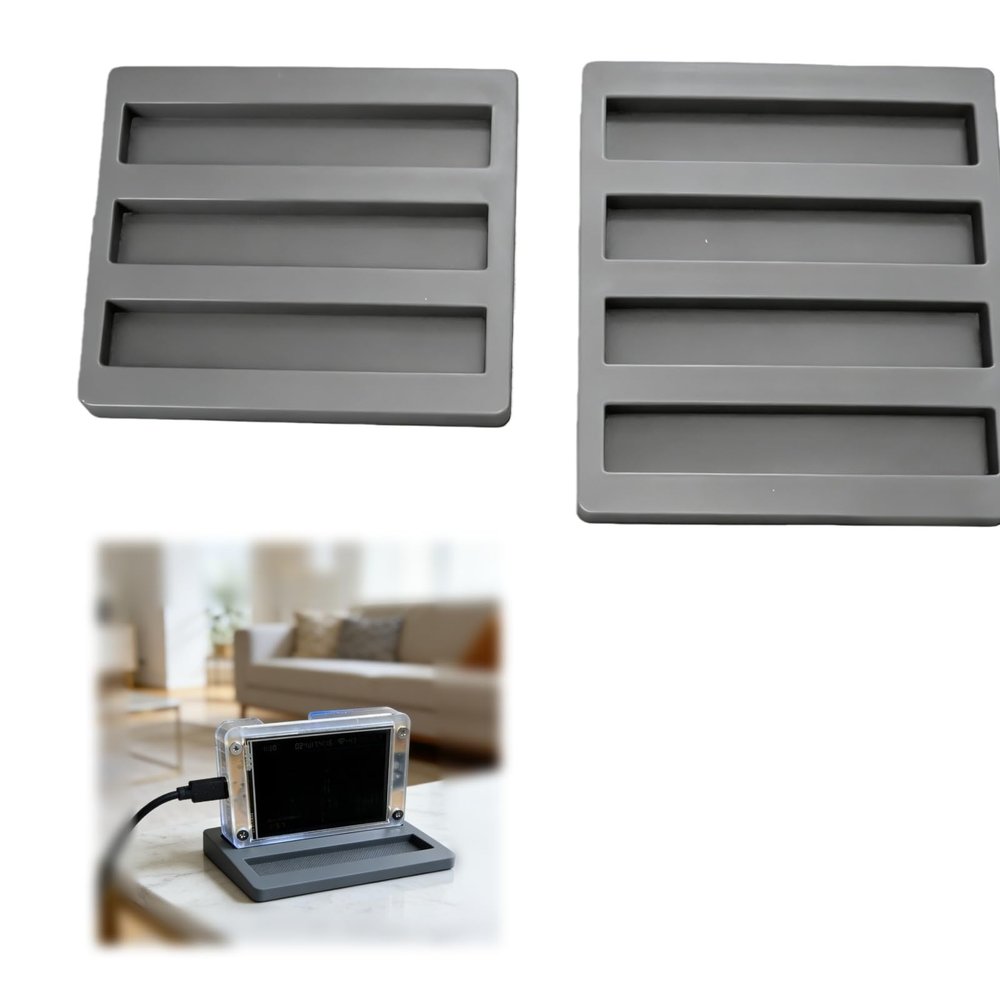 7-Slot Desktop Storage Stand compatible with NerdMiner 2.8 Inch Screens, Multi-Unit Organizer Rack for CYD Display Boards, Gray