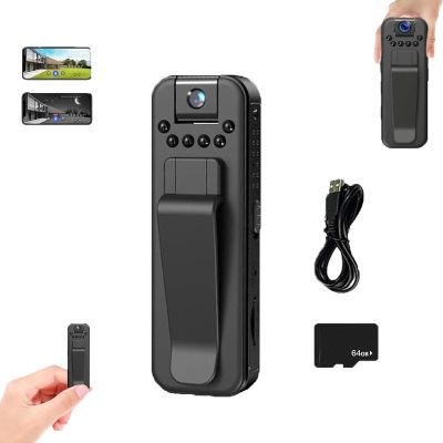 1080p Underwater Camera Mini Body Cam, Infrared Night Vision Portable Recorder, Hd 1080p Rechargeable Mini Body Camera with Night Vison&Rotating Lens, Can Record Audio and Video (Basic, 64G Card)