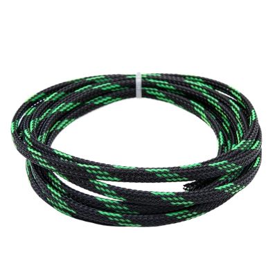 Cable Sleeves Black Green Braid Sleeve High Density Sleeving Cable Wrap Sheath for Electric Cables(16mm,2 Meters)