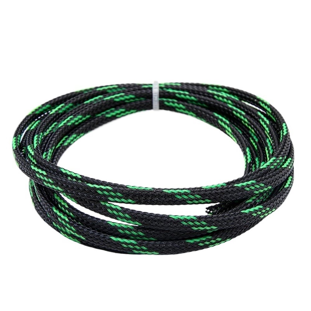 Cable Sleeves Black Green Braid Sleeve High Density Sleeving Cable Wrap Sheath for Electric Cables(16mm,2 Meters)