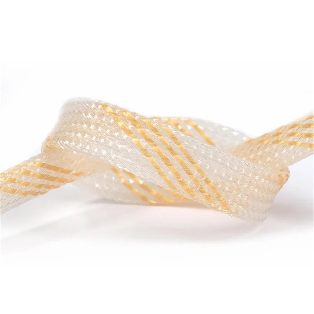 Cable Sleeves Clear Gold Braid Sleeve High Density Sleeving Cable Wrap Sheath for Electric Cables(2mm,1 Meter)
