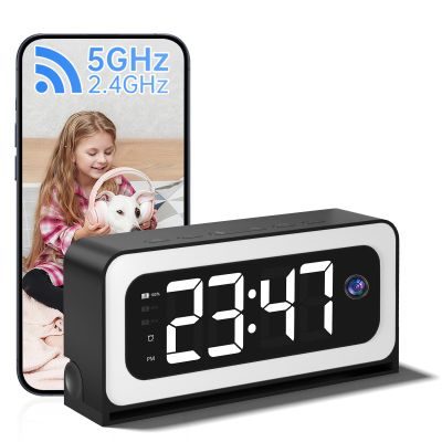 Jqimn 2K WiFi Clock Camera for Home, 5G&2.4Ghz Wireless Indoor Security Nanny Cam for Baby Monitor, Dog Camera with Motion Detection, Full Color Night Vision, Two-Way Talk