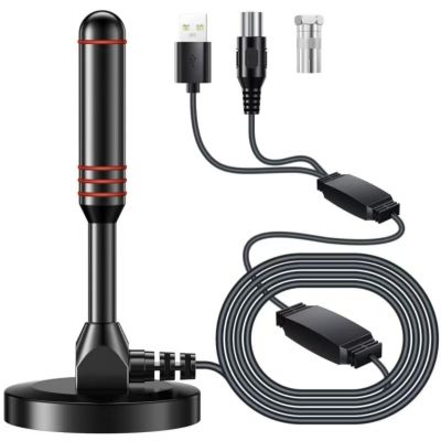 BAOZMINAN TV Antenna Indoor Long Range with Dual Amplifier Signal Booster, Support 4K 1080p Fire Stick for Smart TV and Older Televisions, 360 Reception High Gain HD Digital Aerial, 16.5ft Coax Cable