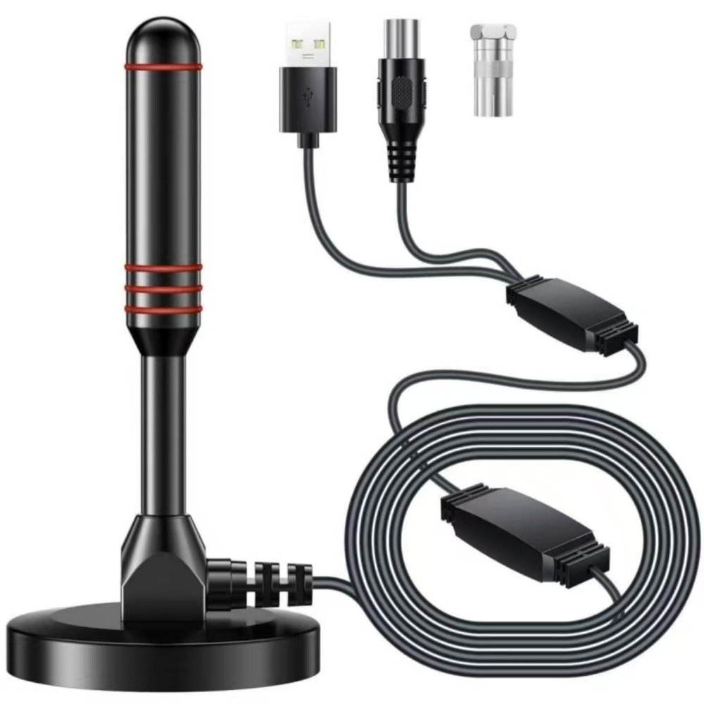 BAOZMINAN TV Antenna Indoor Long Range with Dual Amplifier Signal Booster, Support 4K 1080p Fire Stick for Smart TV and Older Televisions, 360 Reception High Gain HD Digital Aerial, 16.5ft Coax Cable