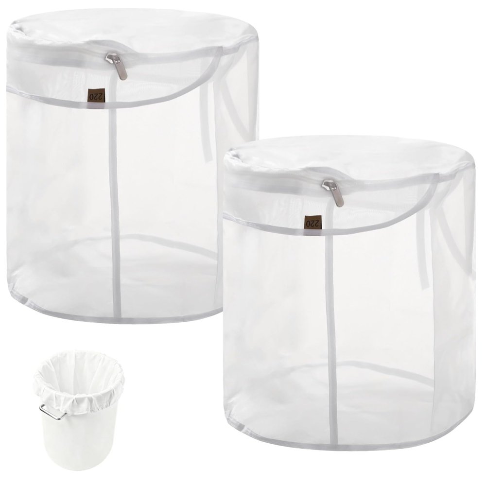 boxoon Fine Mesh 220 Filter Bags (2-Gallon), Reusable Nylon Strainer