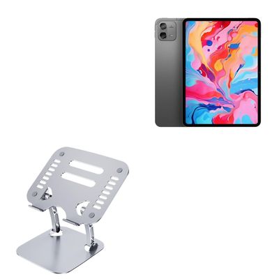 BoxWave Stand and Mount Compatible with Teclast ArtPad Air (11 in) - Executive VersaView Stand, Ergonomic Adjustable Viewing Angle Metallic Riser - Metallic Silver