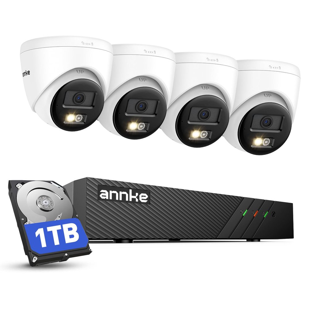ANNKE 8CH 5MP PoE Security Camera System, 1TB HDD, 4pcs 3K Outdoor IP Cams