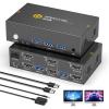 8K HDMI KVM Switch 2 Monitors 2 Computers,8K@60HZ USB3.0 Dual Monitors KVM Switches for 2 PC/Laptops Share Mouse Keyboard and 2 Screens,with 2 USB Cables/Controller,EDID Adapative,Plug&Play view 1