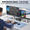 8K HDMI KVM Switch 2 Monitors 2 Computers,8K@60HZ USB3.0 Dual Monitors KVM Switches for 2 PC/Laptops Share Mouse Keyboard and 2 Screens,with 2 USB Cables/Controller,EDID Adapative,Plug&Play view 4