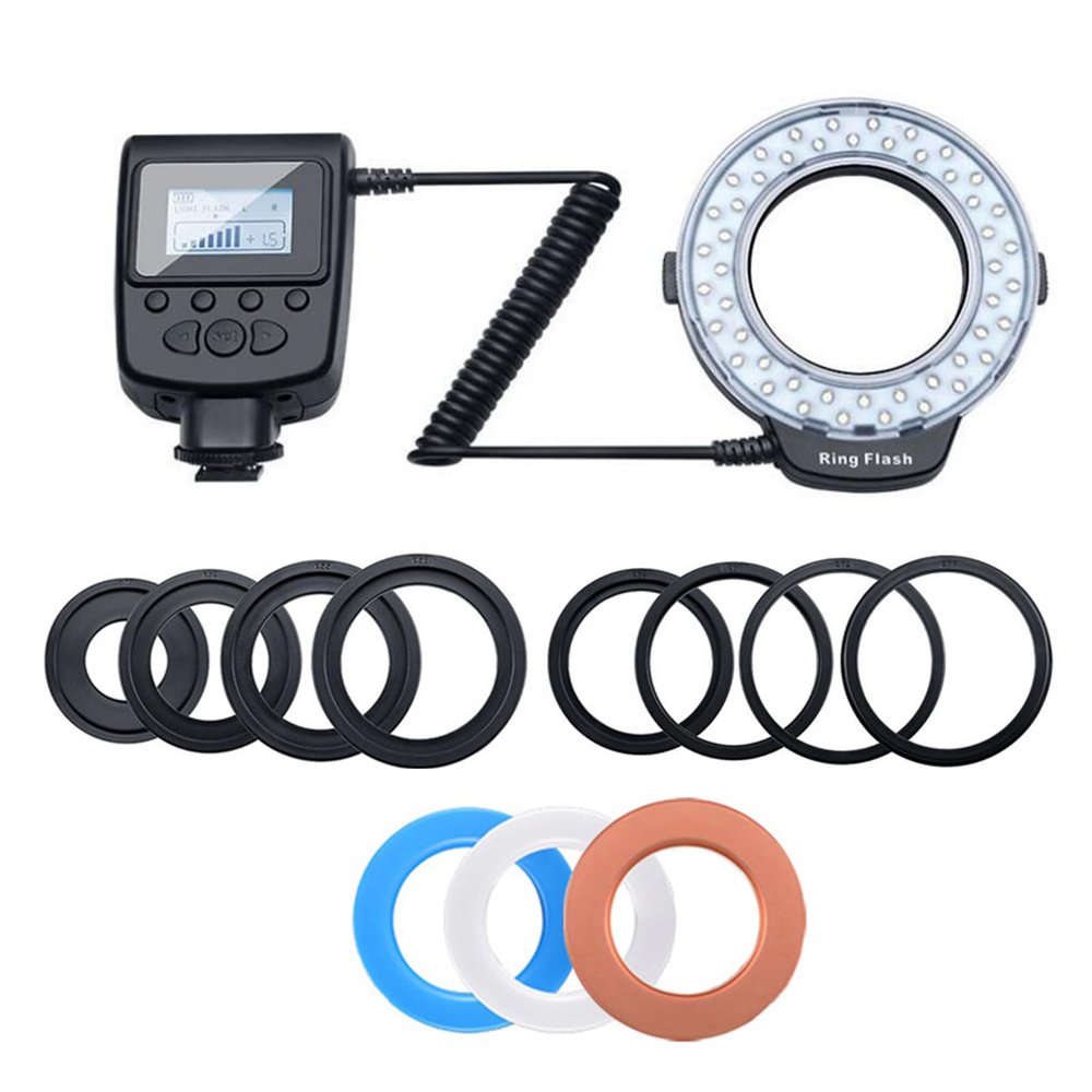 Photography Rings Light with LCD Screen 7 Lighting Mode 8 Rings Adapters for Enhanceds Imaging Effects Camera Rings Flashes for DSLR