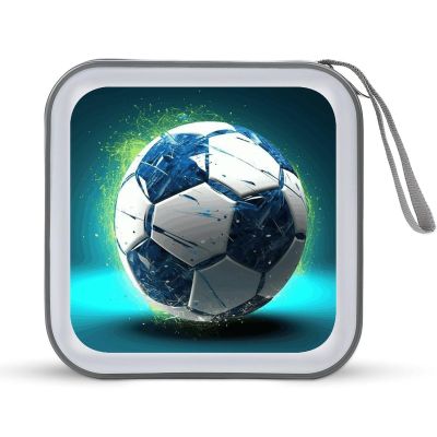 FekiLoot Cool Soccer Ball CD Case Hard Plastic DVD Disc Cases Storage Binder Portable Zipper CD Case Holder Large Storage Disc Wallet Bag for Car Home Travel(40 Capacity)