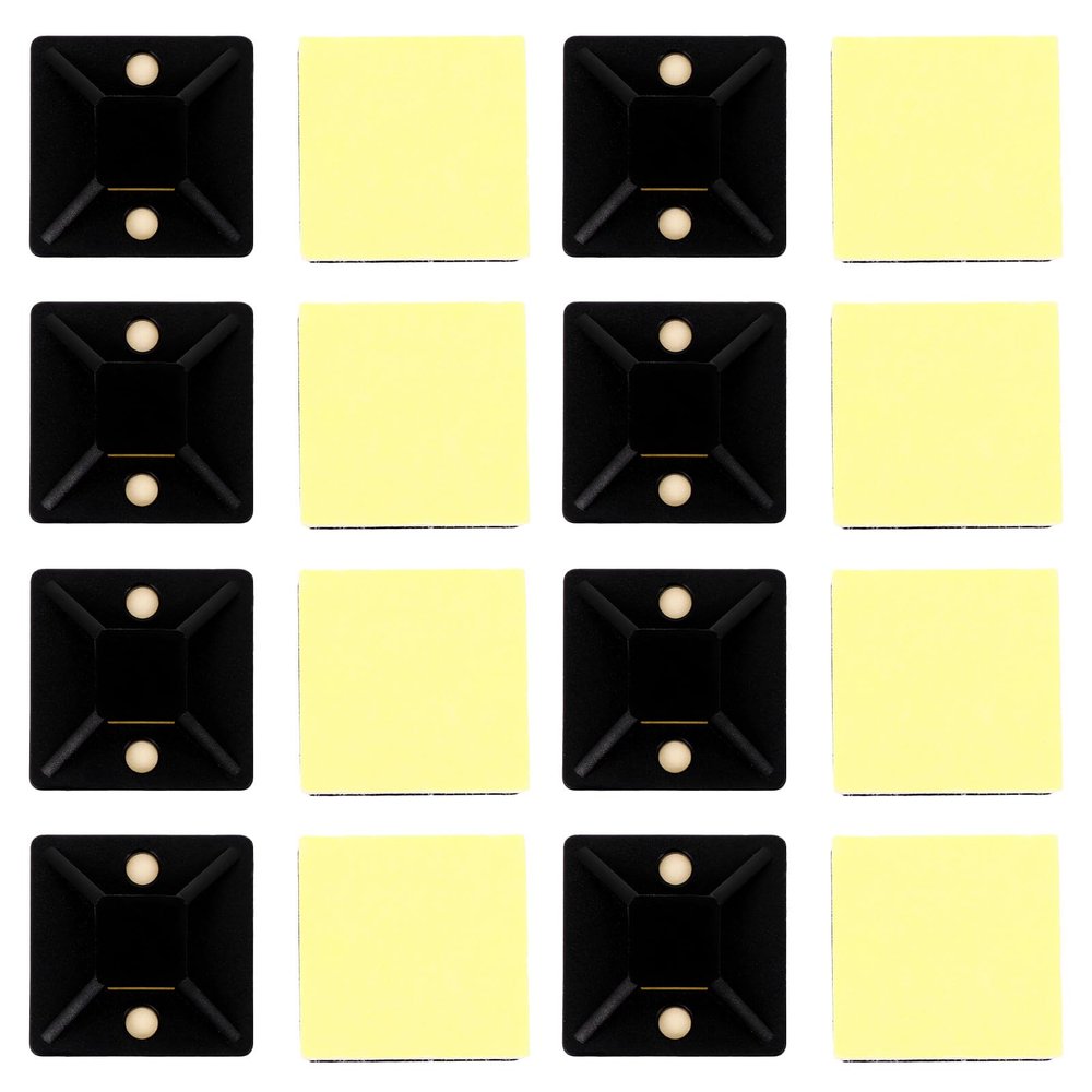 BELLIFFY 100pcs Self-adhesive Cable Tie Base Wire Cable Organizer Mounts for Desk Cord Management Black Adhesive Wire Tie Holder Clips for Home Office Use