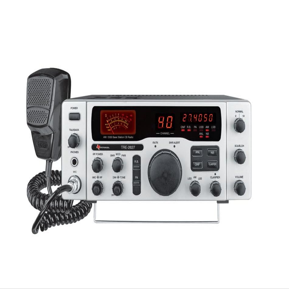 Texas Ranger TRE-2627 CB Base Station Radio 40 Channel AM/SSB AC/DC Dual Power 120V/13.8V 6-Digit Frequency Counter Automatic SWR Calibration & LED Alert NB/ANL/GNF Noise Filters Roger Beep & Talkback